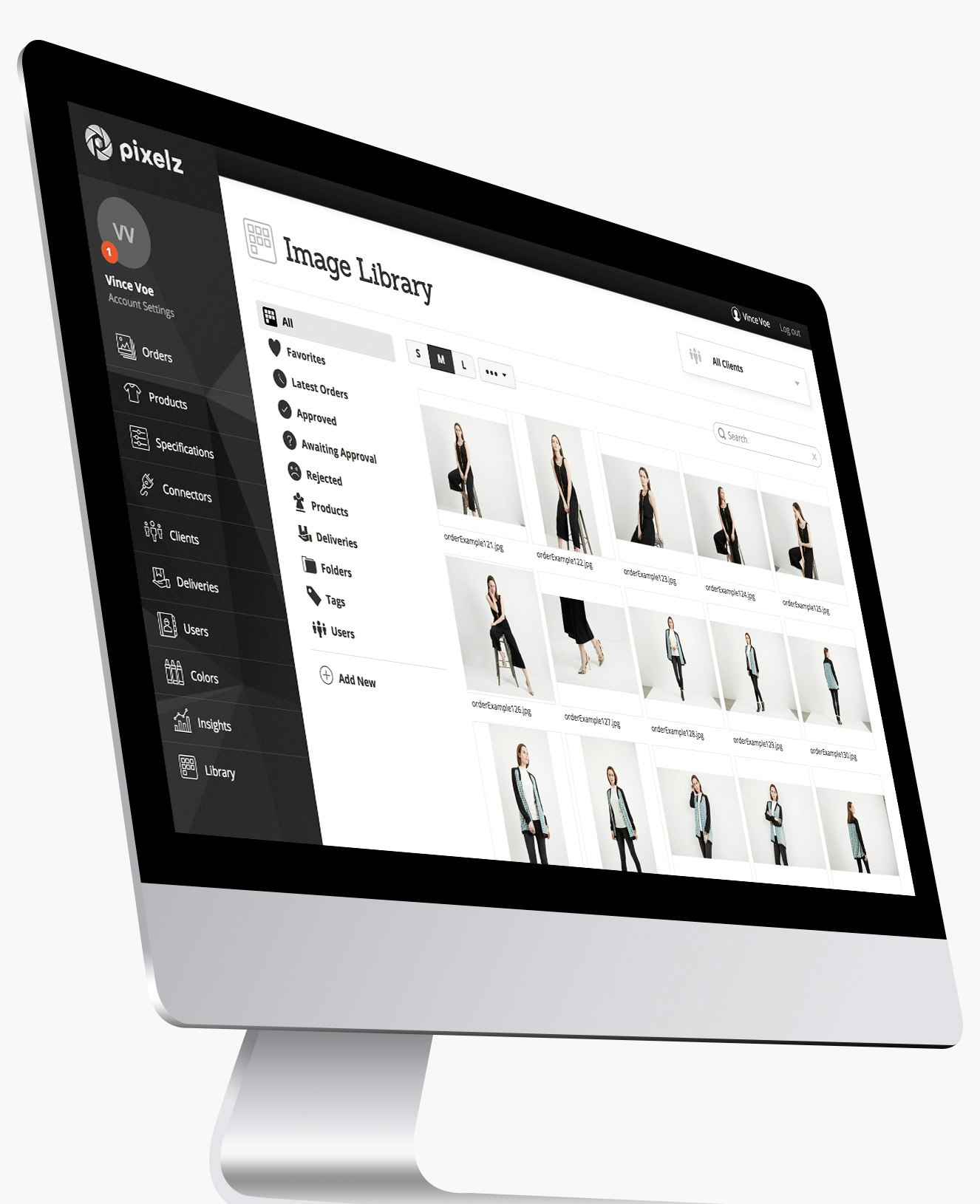 Image Library Computer monitor displaying product image digital asset management system